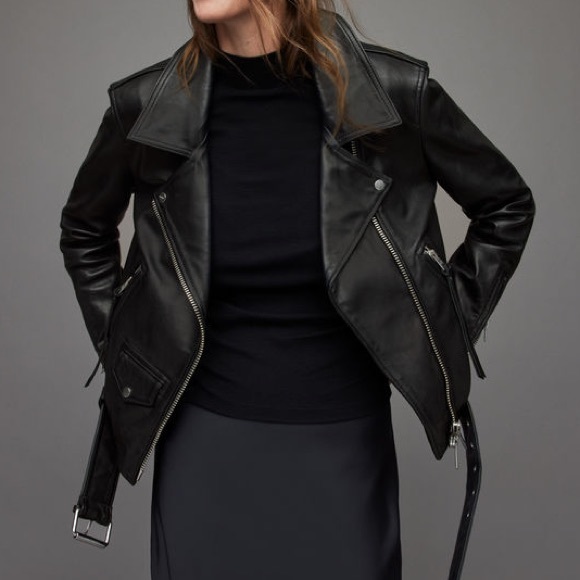 All Saints Luna leather biker jacket extra small - Picture 3 of 14